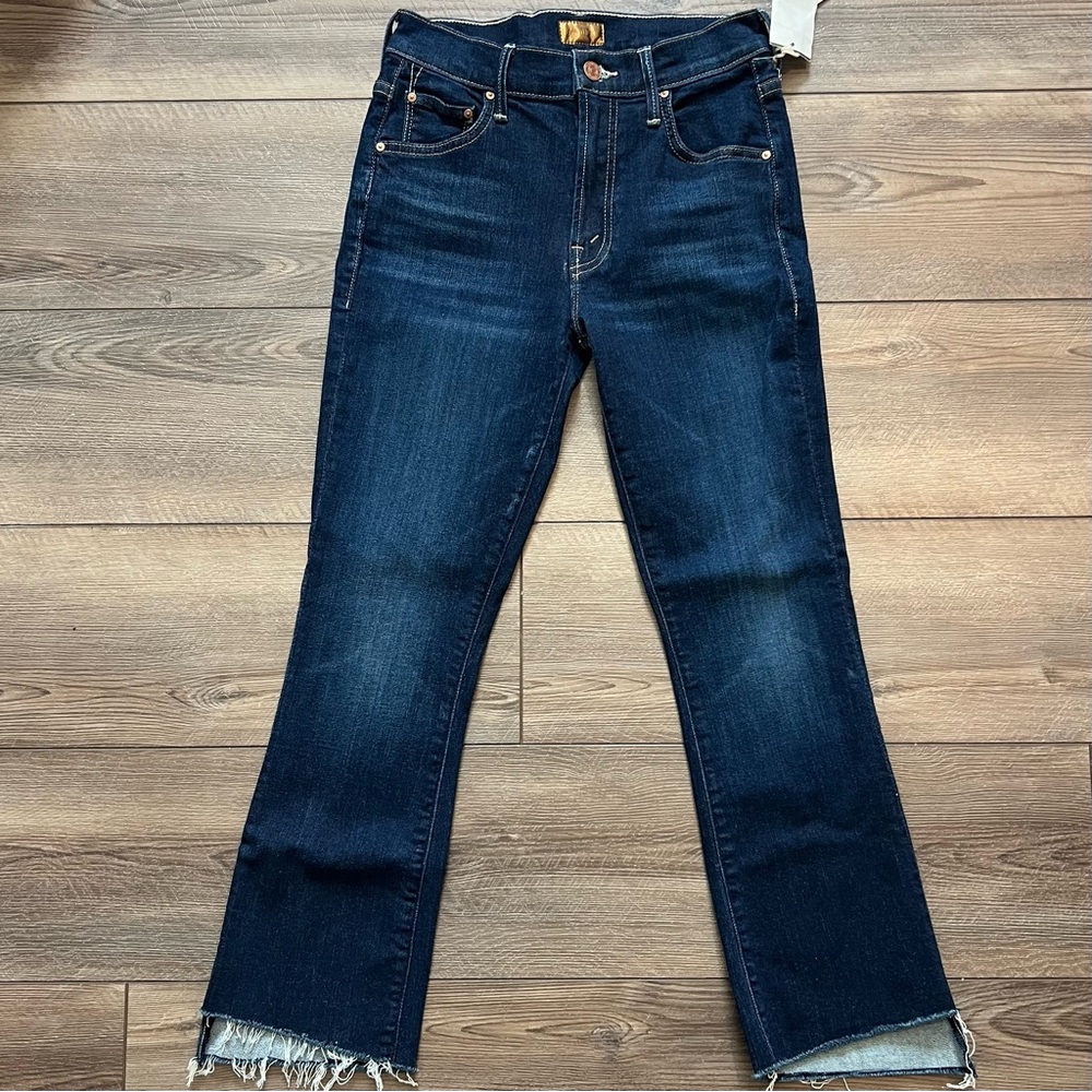 NWT MOTHER Petites Lil' Insider High Rise Cropped Straight Jeans in Off Limits